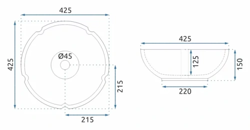Умывальник Rea Marina Blue U3300