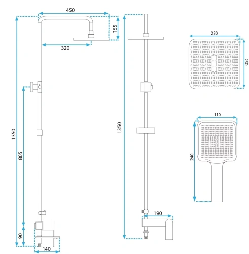 Душевая система Rea Storm gold matt P9536