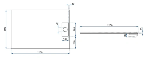 Душевой поддон Rea Bazalt Black 80*120 K3305