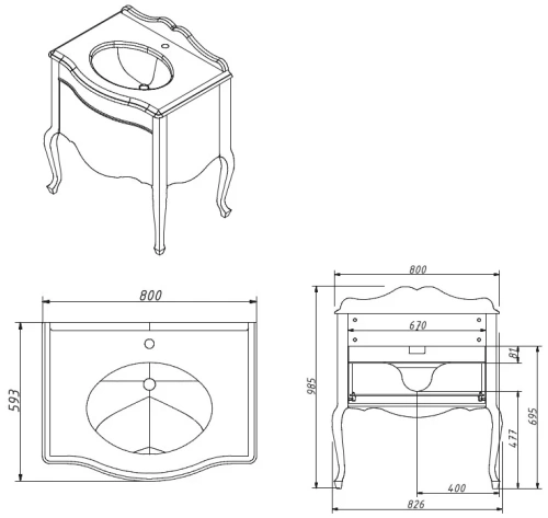 Тумба напольная Caprigo Bourget 80 11021-B042