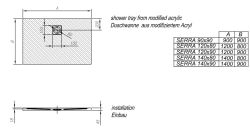Душевой поддон Kolpa-san Serra 120x80 graphite 576390