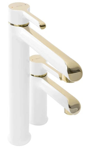 Смеситель для умывальника Rea Melia white gold B2709
