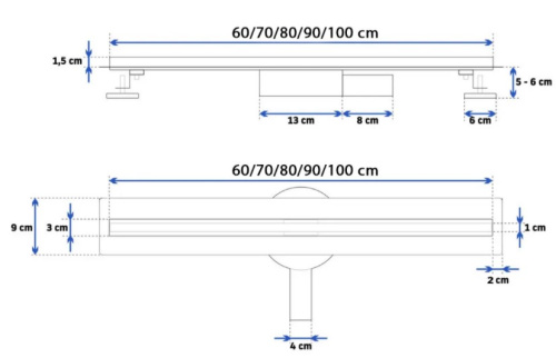 Трап для душа Rea Neo Slim Pro 800 Black G8902
