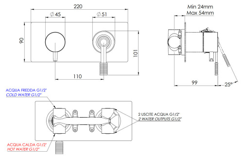 Смеситель для душа Remer Atelier AL92ZBG, золото брашированное