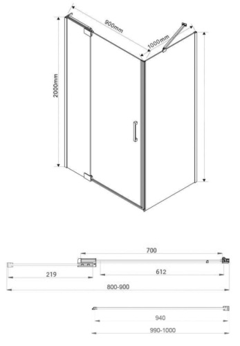 Душевой уголок Vincea Extra VSR-1E809010CLB