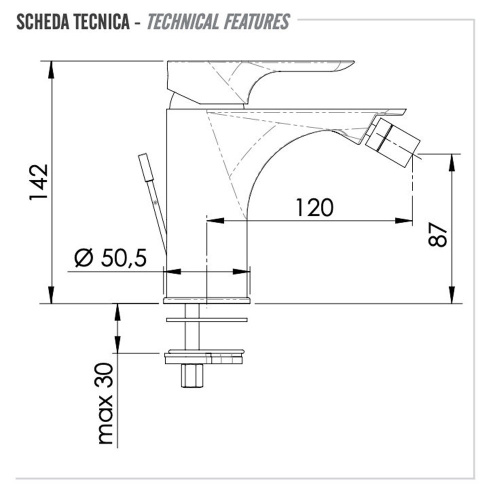 Смеситель для биде Remer Infinity I20DO, золото глянцевое