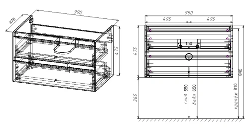 Тумба подвесная Vincea Luka 1000 G.Stone VMC-2L100GS