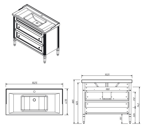 Тумба напольная Caprigo Albion Concept 100 34014-SF028