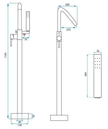 Смеситель для ванны Rea Aras gold matt B2719