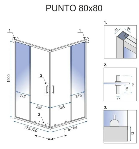 Душевой уголок Rea Punto Gold 80x80 K6441