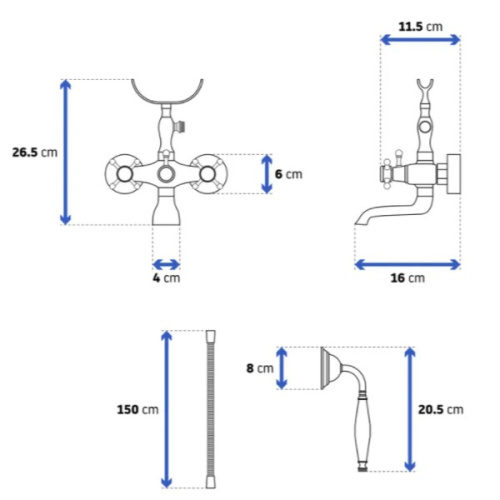 Смеситель для ванны Rea Retro Old Black B0224