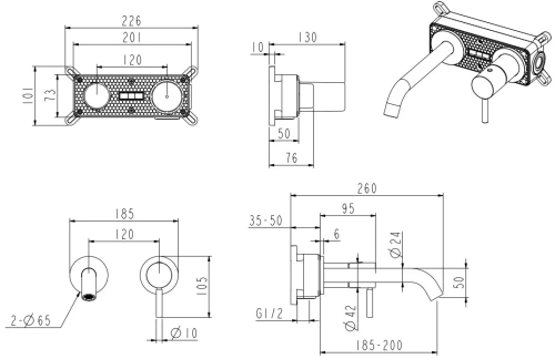 Смеситель для раковины Nemo Round NM-2313BGM brush gun metal