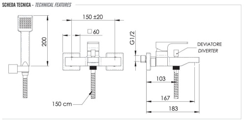 Смеситель для ванны Remer Absolute AU02VO, бронза