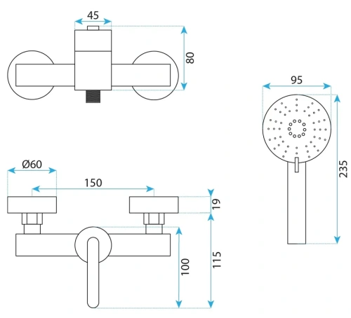Смеситель для душа Rea Ontario nikiel matt B5502