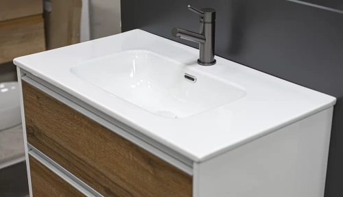 Тумба подвесная Vela 80П дуб шерман коньяк коричневый TU27151