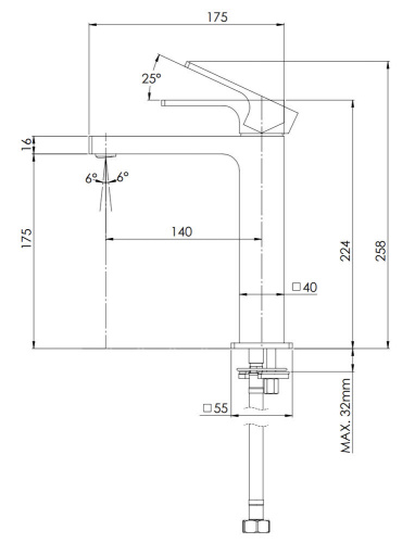 Смеситель для раковины Remer Absolute AU12ANO, черный матовый