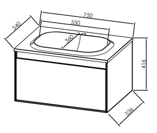 Тумба подвесная Kolpa-san Pandora OUP 75 Black stone 514210