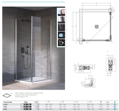 Душевой уголок Kolpa-San Andromeda Q 80 silver brill transparent 516450