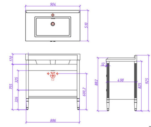 Тумба напольная Caprigo Albion Concept 90 34018UV-SF024