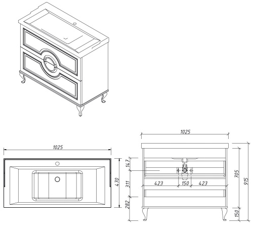 Тумба напольная Caprigo Valletta 100 35319-SF027