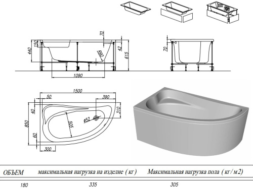 Ванна акриловая Kolpa-San Calando 150x85 D