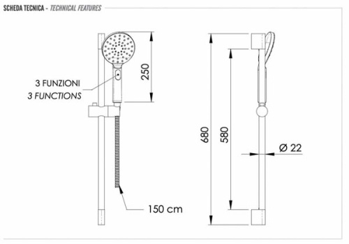 Душевой гарнитур Remer 315L318MP