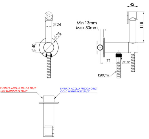 Гигиенический душ Remer X Style X61PWXV, сталь