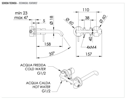 Смеситель для раковины Remer X Style X15PVO, бронза