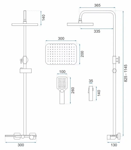 Душевая система Rea Helix gold P6619