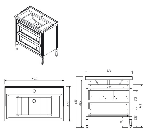 Тумба напольная Caprigo Albion Concept 80 34015-SF46