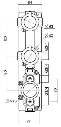 Встраиваемая часть термостатического смесителя QuadroDesign IN049