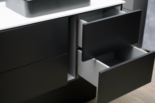 Тумба подвесная Vela Бланка 100П 4 ящика черный матовый (открывание нажатием) TU57101