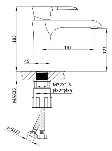 Смеситель для раковины Vincea Esse VBF-1E1MB