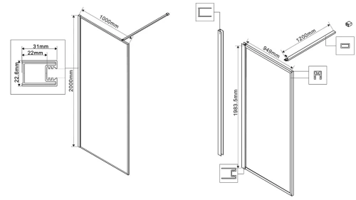 Душевая стенка Vincea Walk-In VSW-1HP100GFB