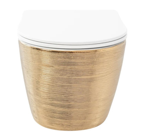 Унитаз подвесной Rea Carlo rimless Flat Brush Gold C6942
