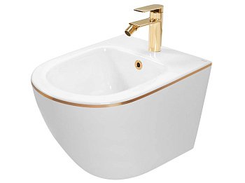 Биде подвесное Rea Carlo Mini White Gold Edge C6990