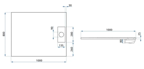 Душевой поддон Rea Bazalt White 80*100 K3300