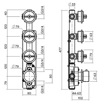 Встраиваемая часть смесителя QuadroDesign IN0050