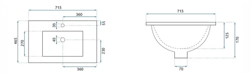 Умывальник Rea Dafne 70 U0190