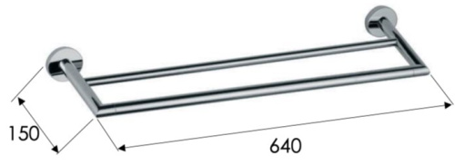 Полотенцедержатель двойной 60 см Remer Guest GS33NP, никель брашированный