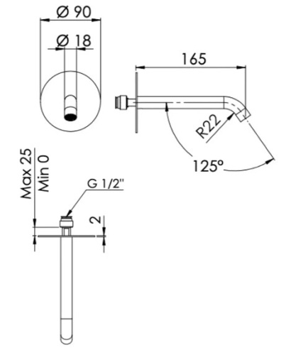 Излив настенный 16 см Remer X Style 91XF90