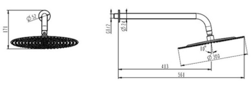 Верхний душ с кронштейном Caprigo 98-524-brg
