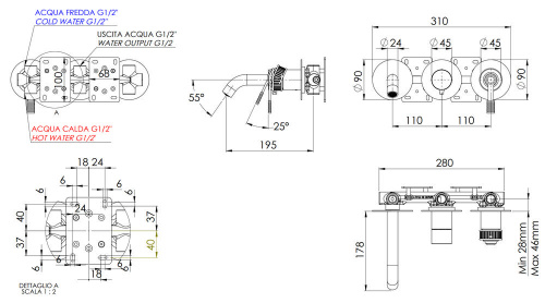 Смеситель для ванны Remer Atelier AL54D3P
