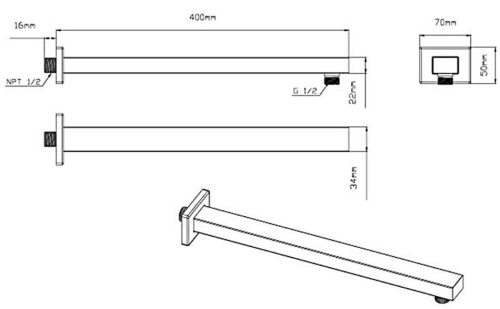 Верхний душ с держателем Vincea VSHD-41CBG