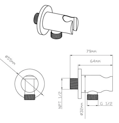 Держатель ручного душа с подводом воды Vincea VSC-42CH