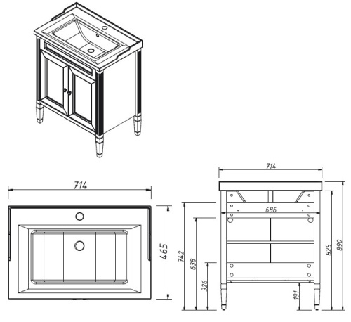 Тумба напольная Caprigo Albion Concept 70 34011-SF022