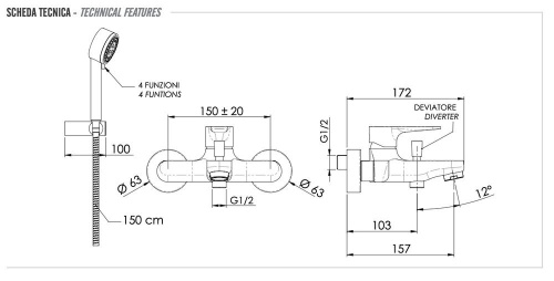 Смеситель для ванны Remer Winner W02