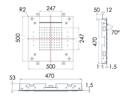 Верхний душ потолочный с подсветкой 50 см Remer INOX SS357RS50NC