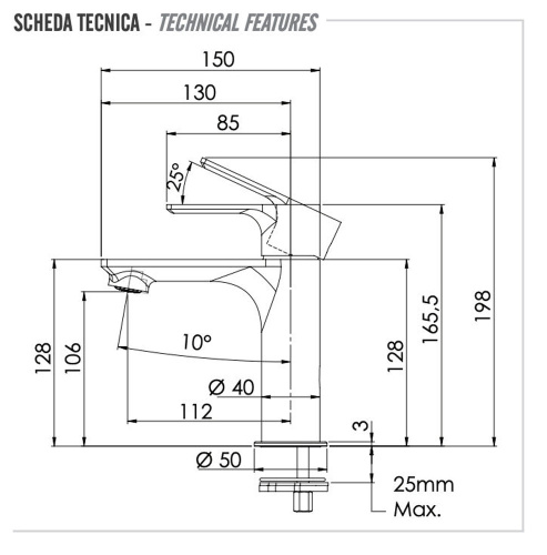 Смеситель для раковины Remer Energy EY12NO, черный матовый