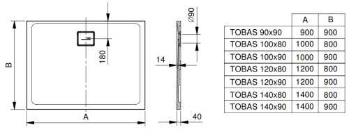 Душевой поддон Kolpa-san Tobas 100x90 white 605450